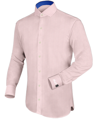 Blaue Dienst Herrenhemden with Italian Collar 1 Button