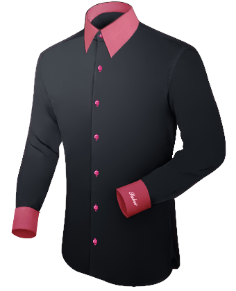 Blaue Slim Fit Hemd Guenstig with French Collar 1 Button
