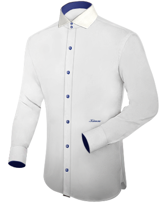 Hemd Blau Grau with Italian Collar 2 Button
