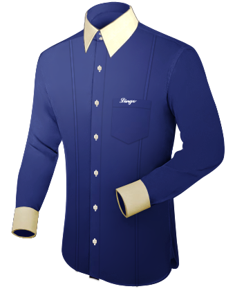 Hemd Royalblau with French Collar 2 Button