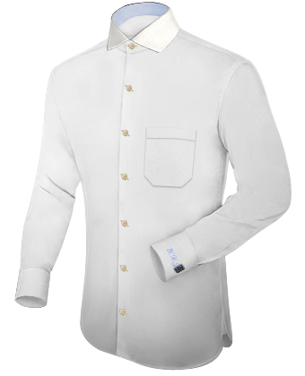 Herrenhemd T�rkisblau Im Set with Italian Collar 1 Button