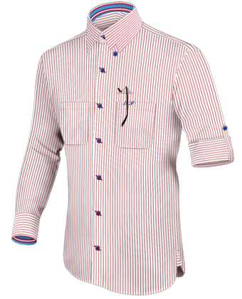 Herrenhemden Braun Beige with Hidden Button