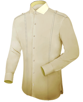 Ma��hemden Bestickt Vorarlberg with Italian Collar 2 Button