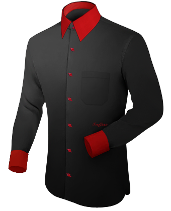 Herren Langarm Hemd with Italian Collar 1 Button