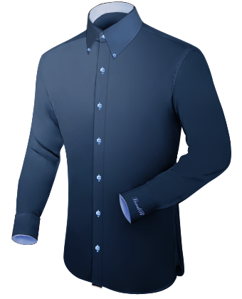Herrenhemd Schwarz with French Collar 1 Button