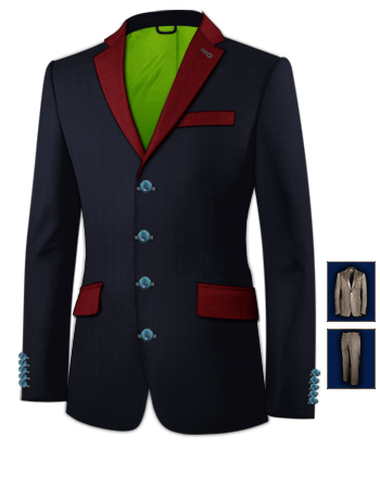 Herren Anzug 3 Knopf with 4 Buttons, Single Breasted