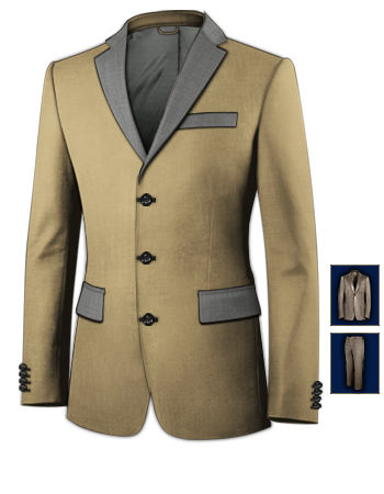 Online Schneiderei Anzug with 3 Buttons, Single Breasted