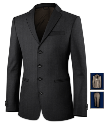 Anzug Schmaler Schnitt Und Kurzes Sakko with 4 Buttons, Single Breasted