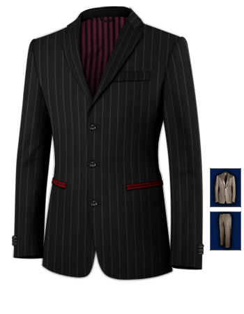 Herrenanzug Schwarz with 3 Buttons, Single Breasted